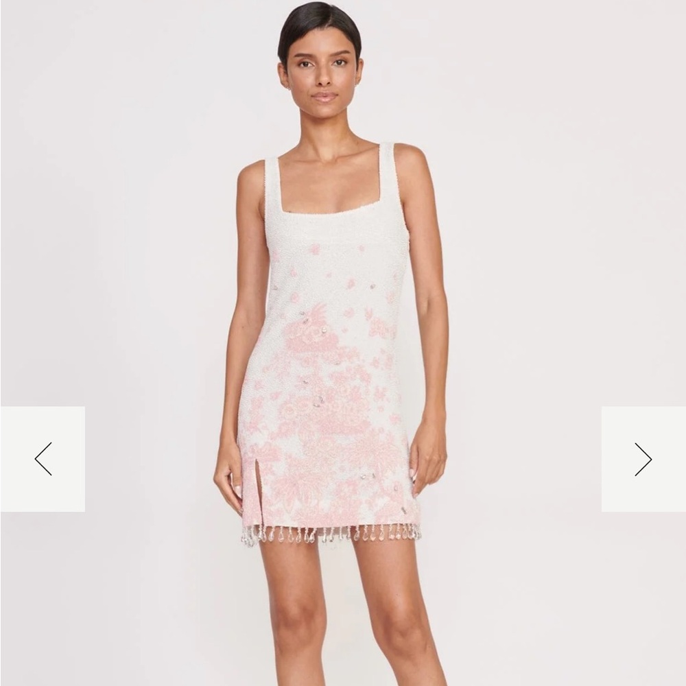 Staud Le Sable Beaded Dress in Cherry Blossom